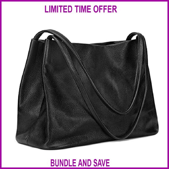 Premium Leather Tote Bag with Magnetic Closure, Fits 14\